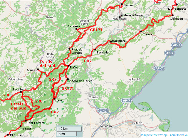 map of gr7, catalonia, part 1