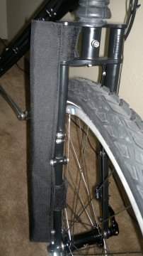 stick holder on bike, view from rear